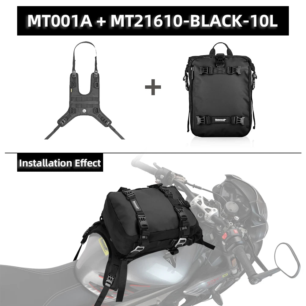 Rhinowalk Motorcycle Tank Bag | Waterproof 6L/8L/10L Front Bag & Backpack