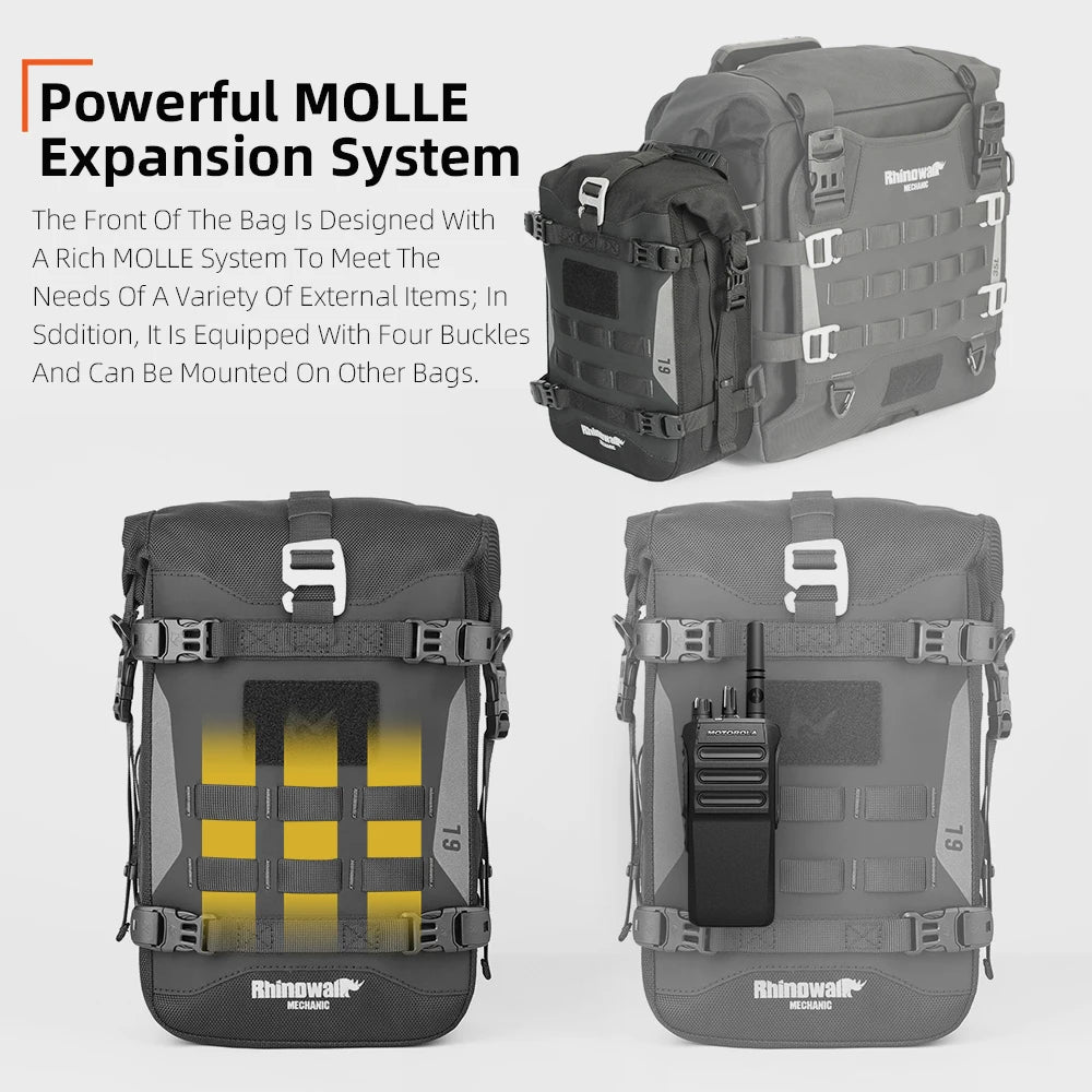 Waterproof 6L Motorcycle Bumper Bag | Side Frame Travel Luggage