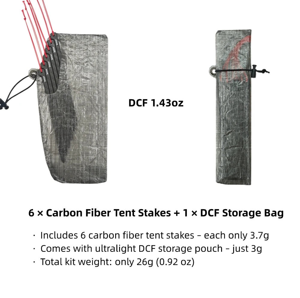 Ultralight Carbon Fiber Tent Pegs | 12cm, 3.7g Camping Stakes