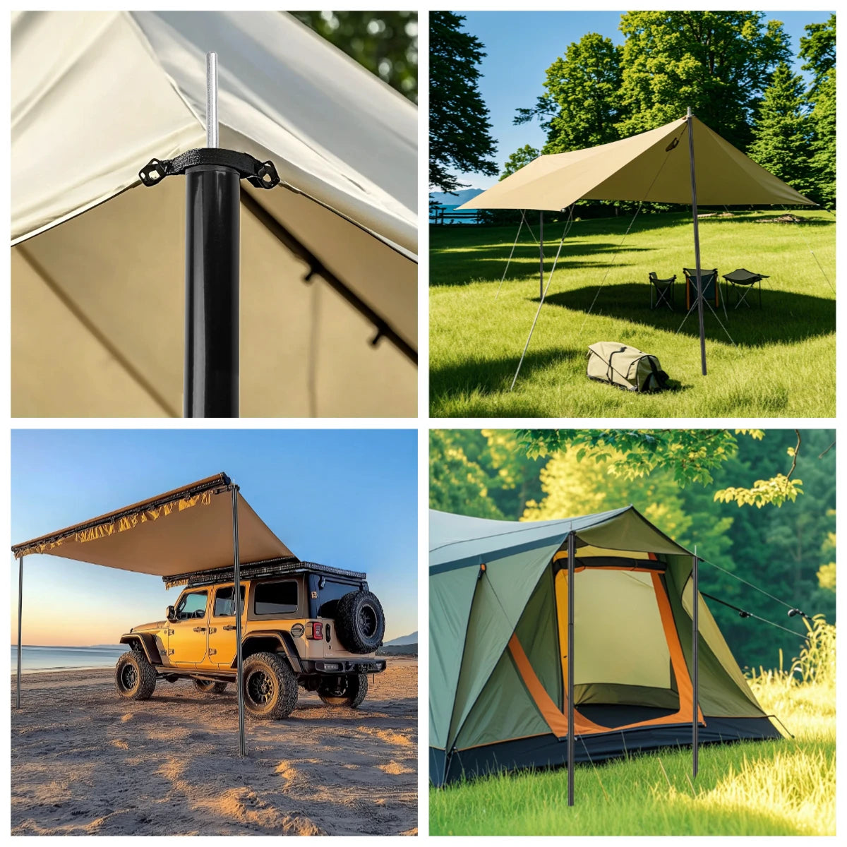 Adjustable Telescoping Steel Tent Poles | Galvanized Tarp & Shelter Rods