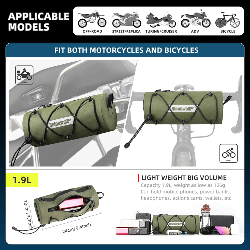 Motorcycle Frame Crash Bar Bag | Waterproof 1.9L Portable Saddlebag & Tool Kit