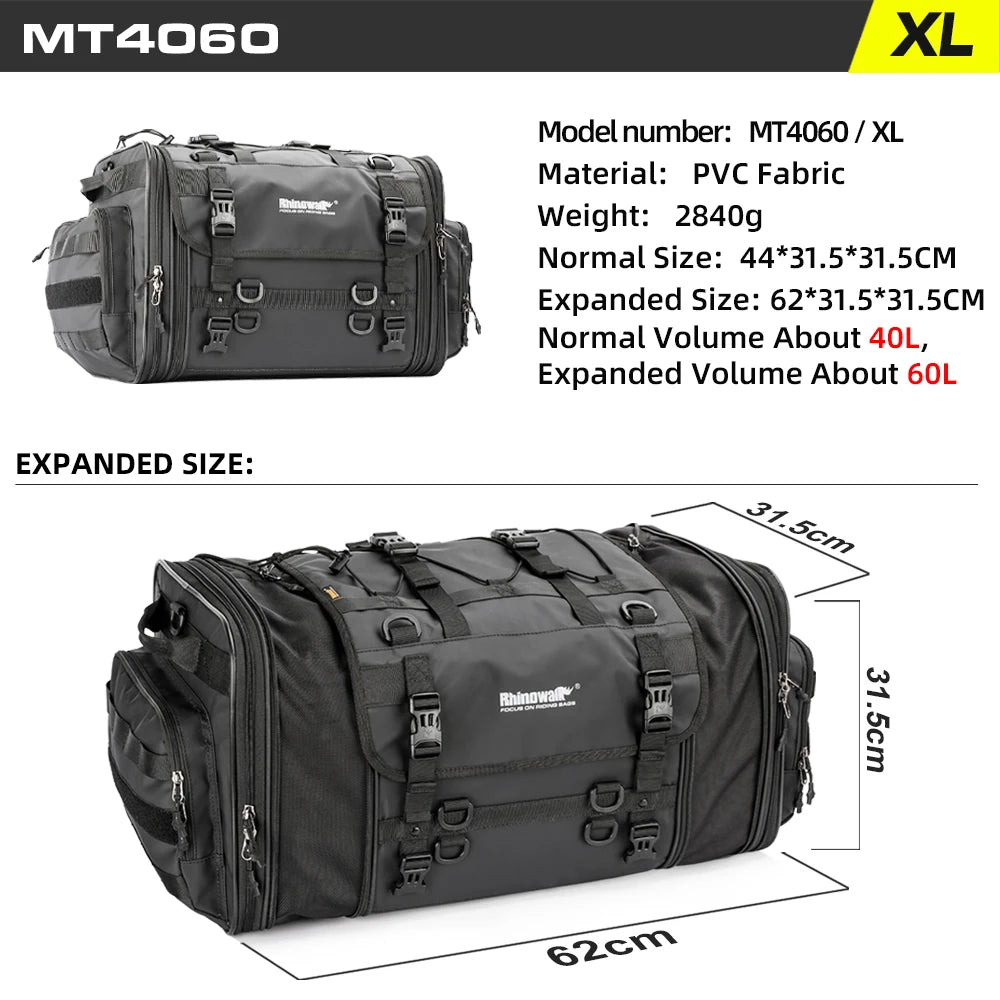 Expandable Waterproof Motorcycle Duffle Bag | 19L-80L Tail/Rack Luggage
