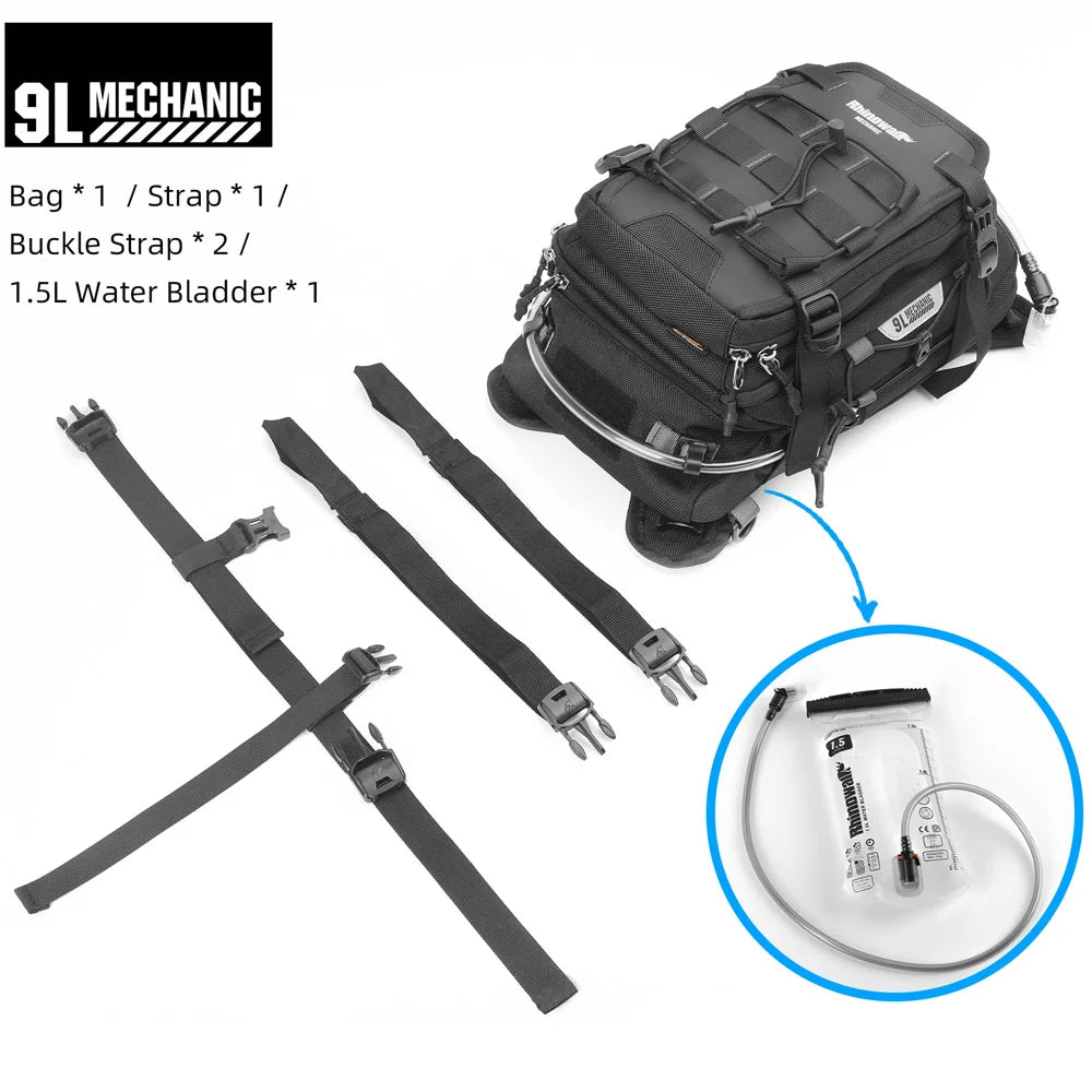 Motorcycle Tank Bag Backpack Set | 9L Multi-Compartment with 1.5L Water Bladder