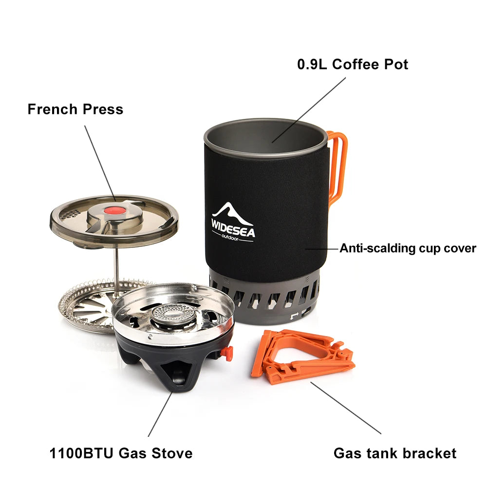 Camping Cooking System with Heat Exchanger | Portable Gas Stove & Cookware