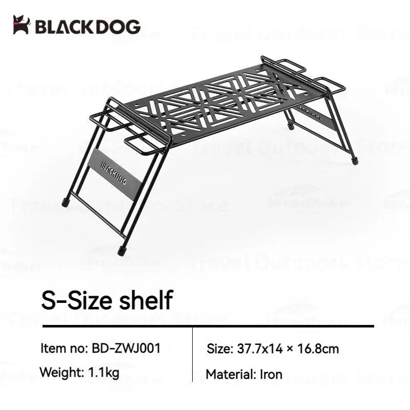 Camping Iron Storage Shelf Table | Portable Folding with Hangers