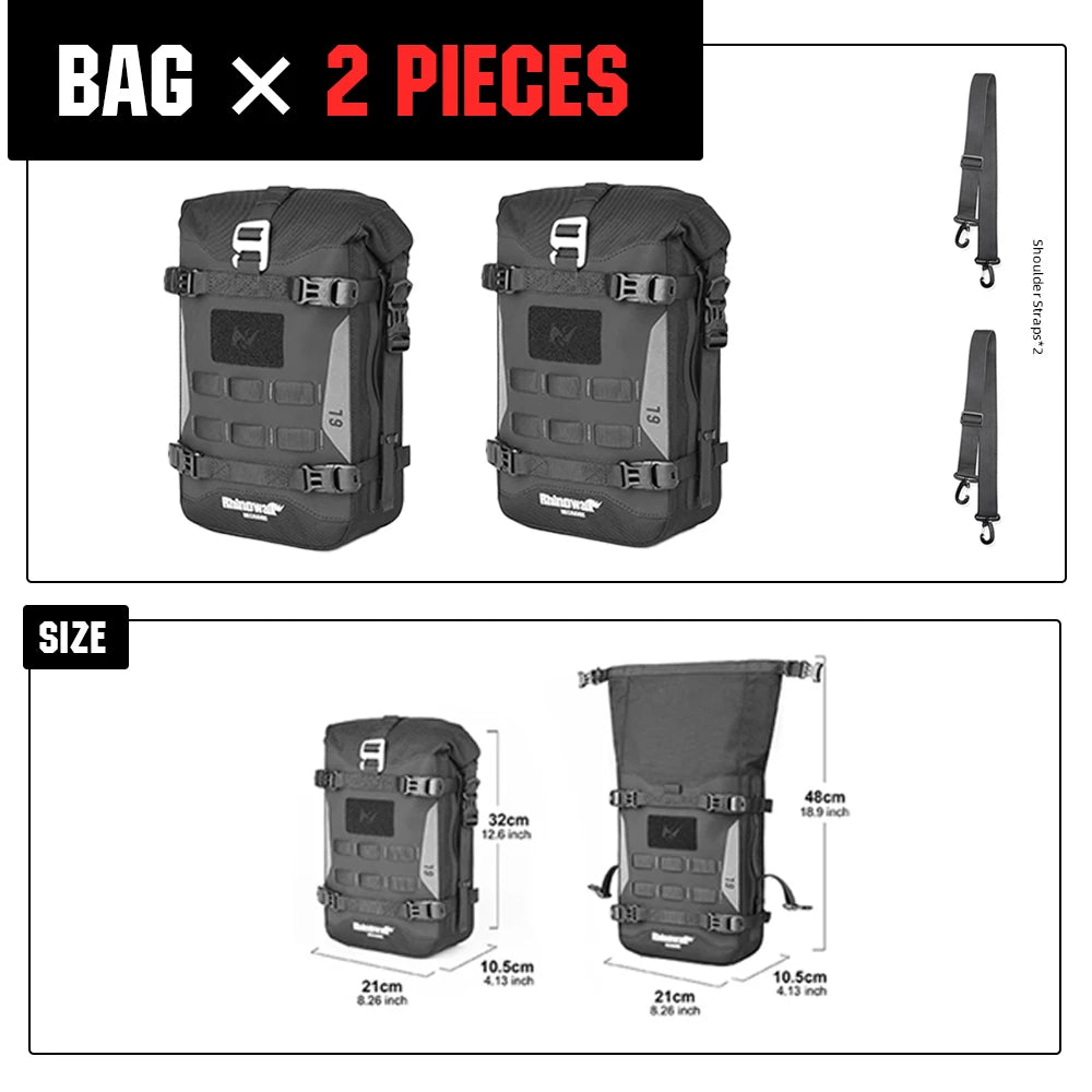 Waterproof 6L Motorcycle Bumper Bag | Side Frame Travel Luggage