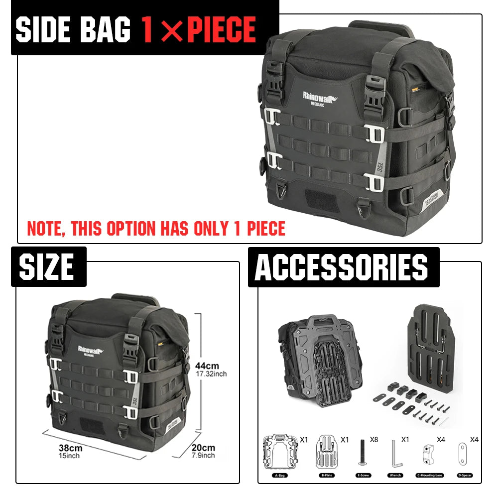Waterproof 35L Motorcycle Side Bag | Anti-Fall Travel Luggage