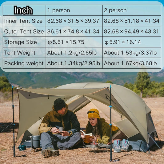Mongar UL Ultralight 1-2 Person Camping Tent | 15D Waterproof