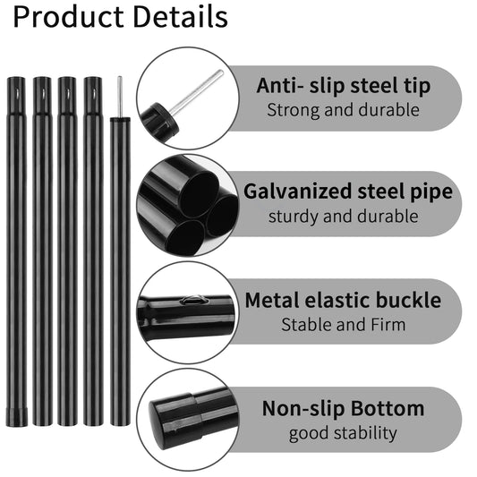 Adjustable Telescoping Steel Tent Poles | Galvanized Tarp & Shelter Rods