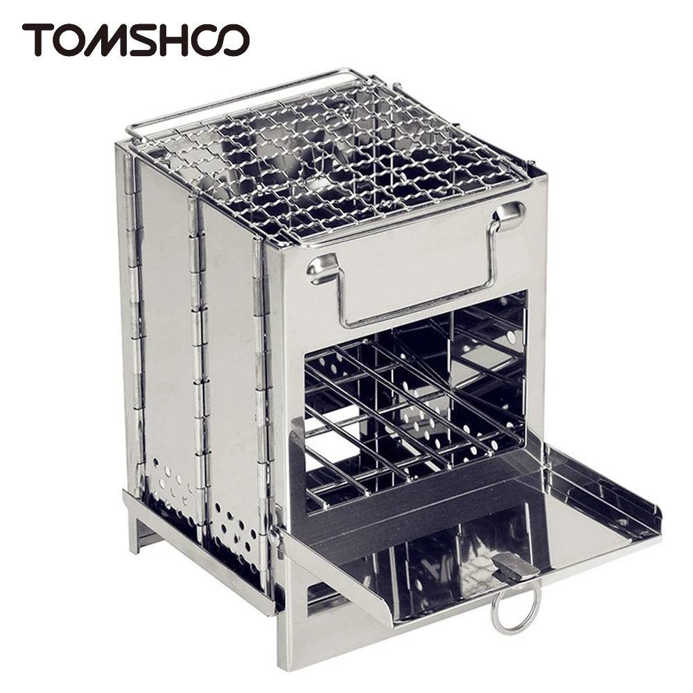 Portable Folding Stainless Steel Wood Stove | Mini Charcoal BBQ Grill