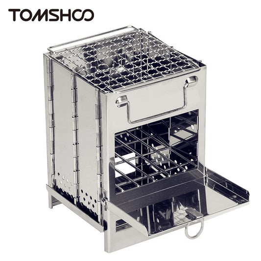 Portable Folding Stainless Steel Wood Stove | Mini Charcoal BBQ Grill