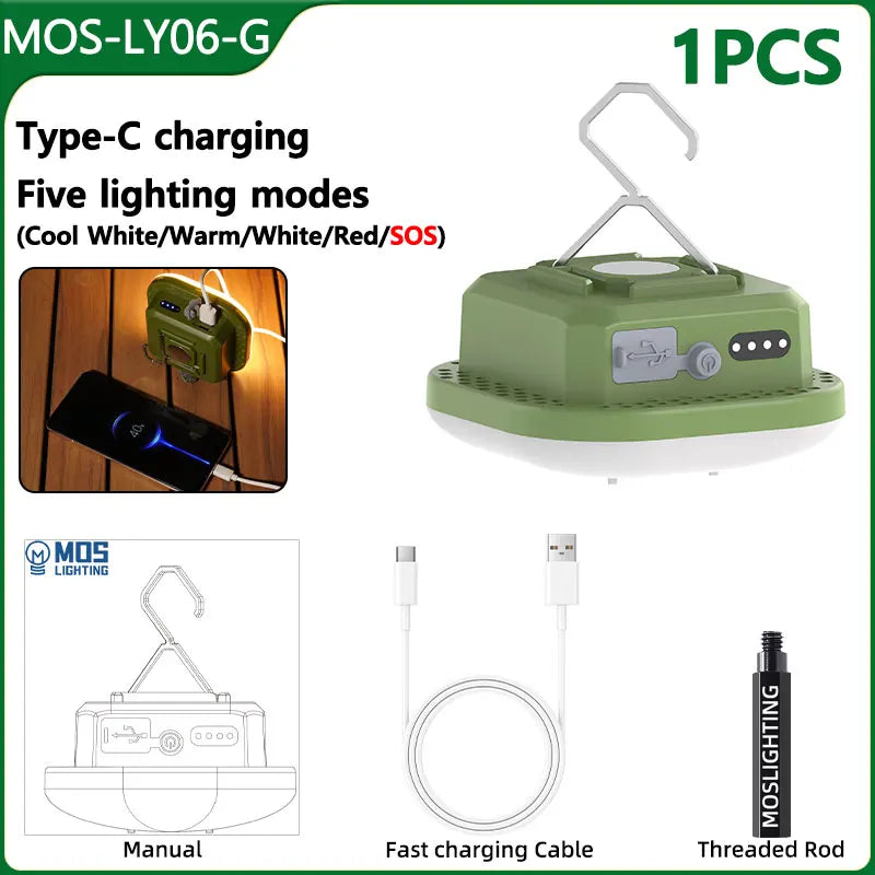 Rechargeable Camping Lantern with Magnet & Zoom | Portable Tent Lamp & Work Light