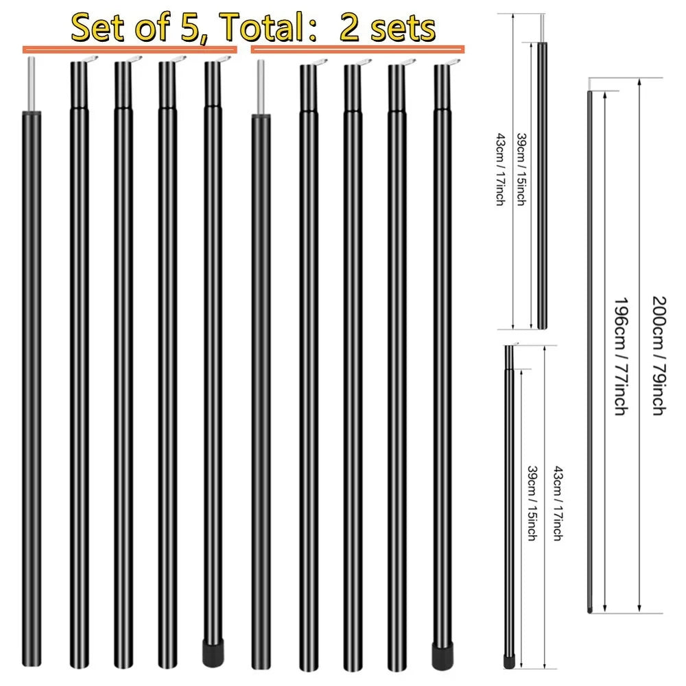 Telescopic Tent Pole Set (2) | Adjustable Aluminum Alloy Rods