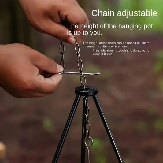 Outdoor Portable Large Bonfire Tripod | Campfire BBQ Grill & Cooking Pot Hanging Stand