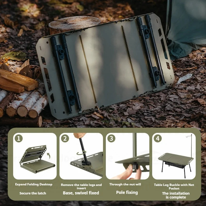 Multifunctional Camping Table | Adjustable Height Portable Folding Table