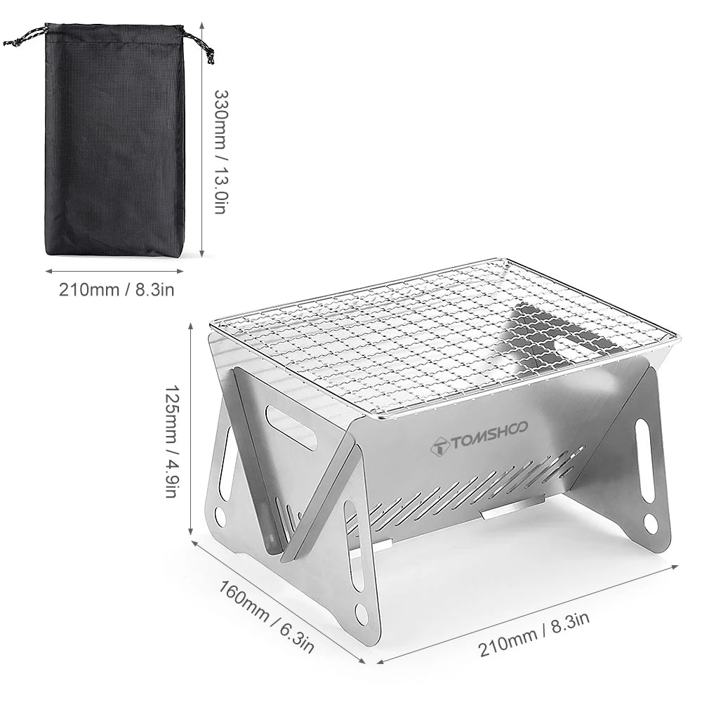 Portable Folding Stainless Steel Wood Stove | Camping BBQ Grill Plate