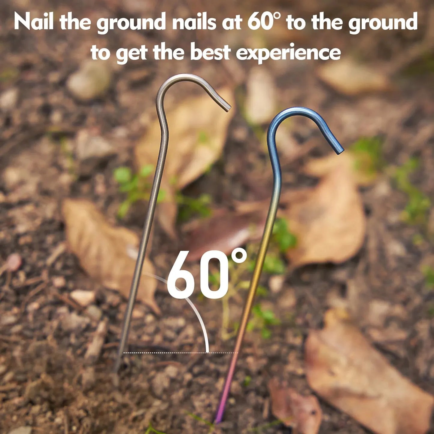 Ultralight Titanium Alloy Tent Pegs | 3.0*165mm Camping Stakes with Hook
