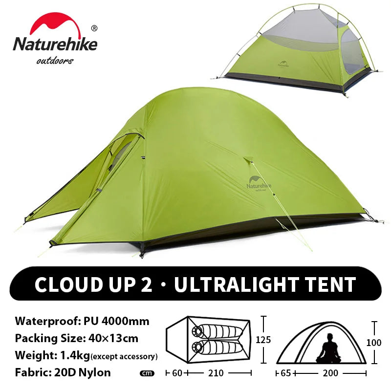 Naturehike Cloud Up 2 Ultralight 2 Person Camping Tent | 20D Waterproof
