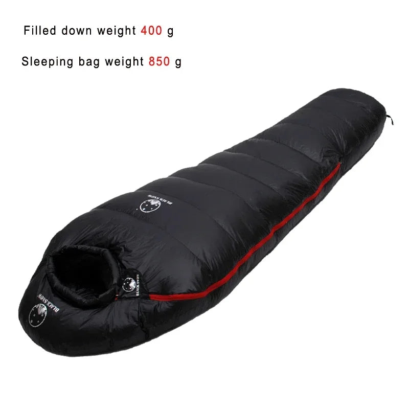 Very Warm White Goose Down Mummy Sleeping Bag | 4 Thickness Options
