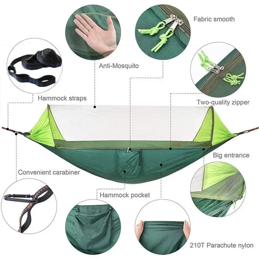 Camping Hammock with Mosquito Net & Rain Fly Tarp
