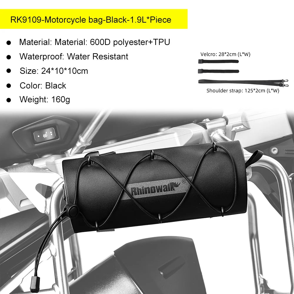 Motorcycle Frame Crash Bar Bag | Waterproof 1.9L Portable Saddlebag & Tool Kit