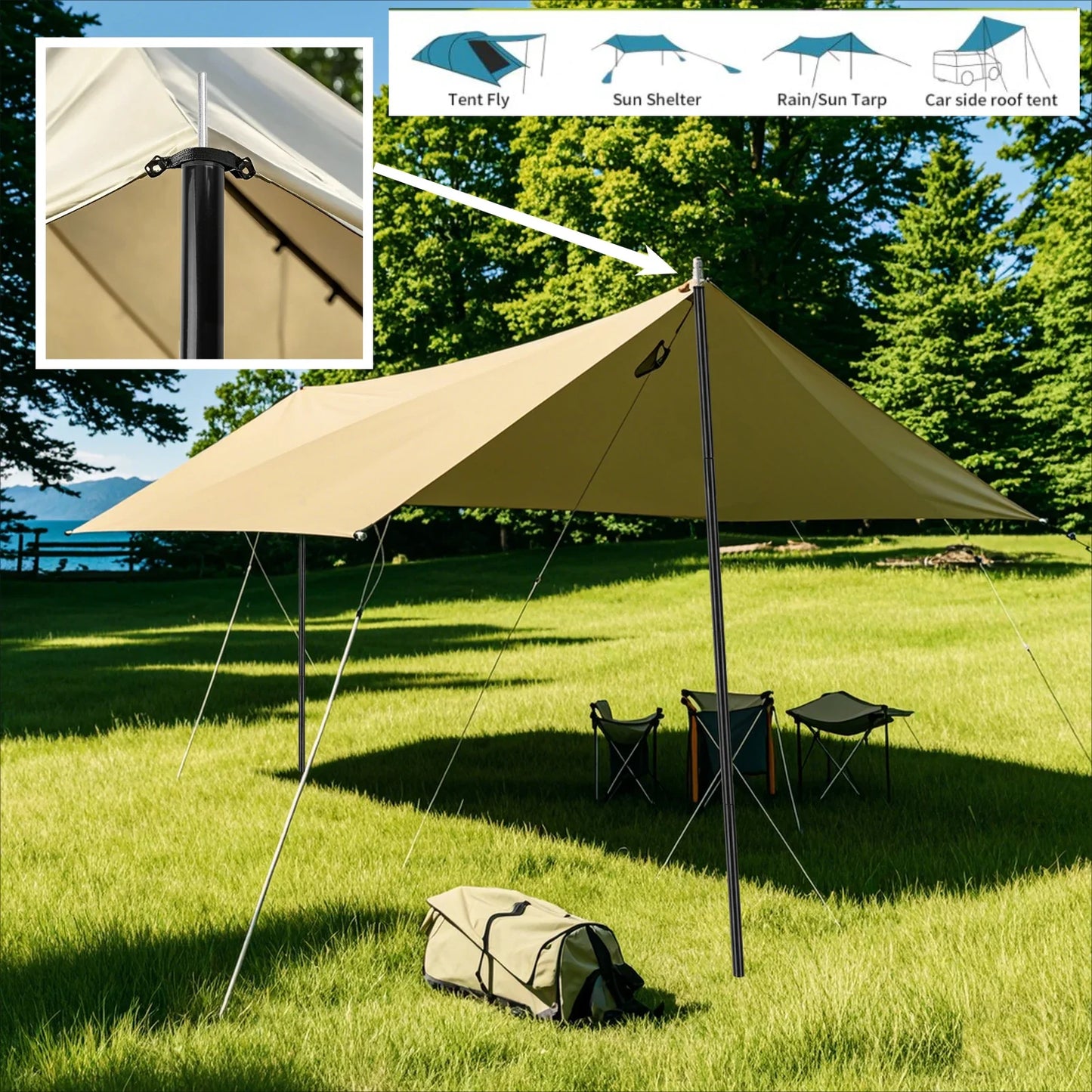 Adjustable Telescoping Steel Tent Poles | Galvanized Tarp & Shelter Rods
