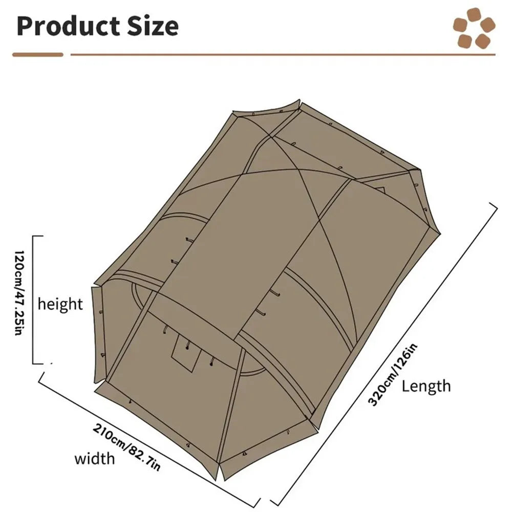 Waterproof Tunnel Dome Tent with Stove Jack & Snow Skirt (4 Season)