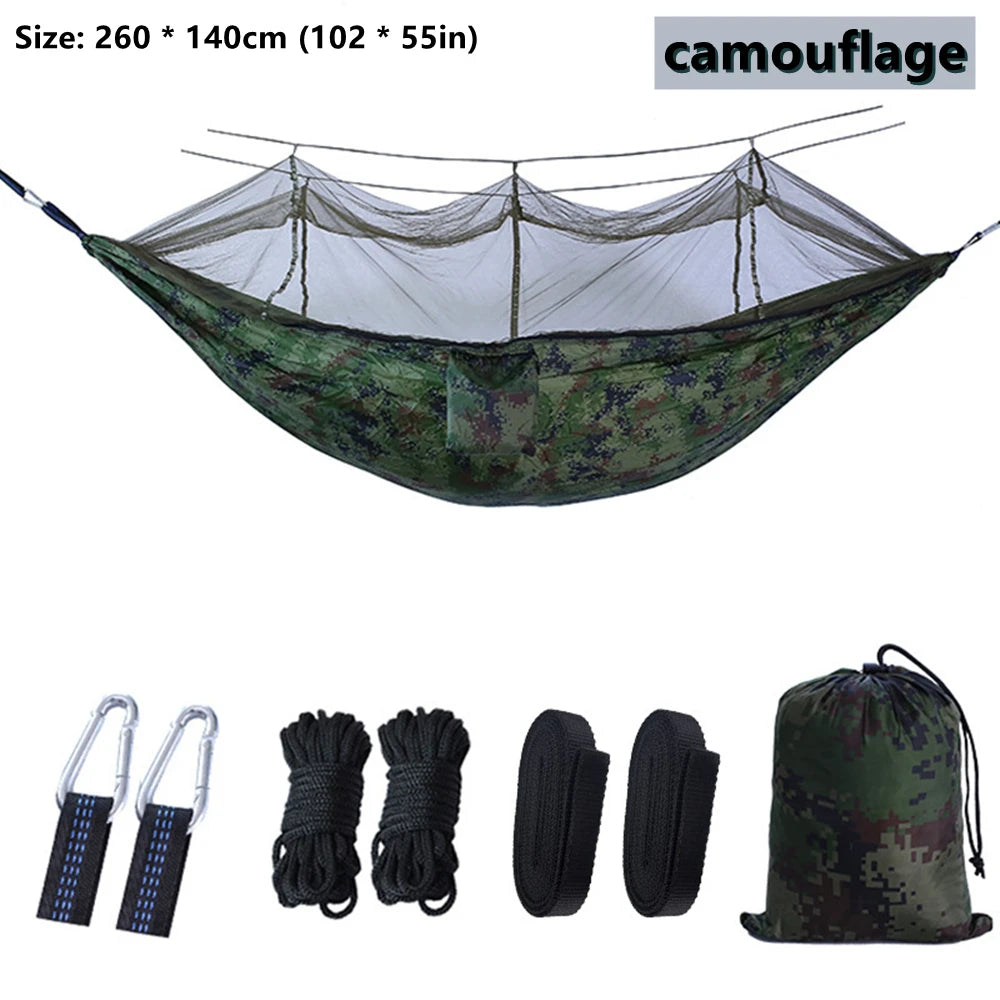 Portable Outdoor Double Hammock with Mosquito Net | Sleeping Hanging Hammock