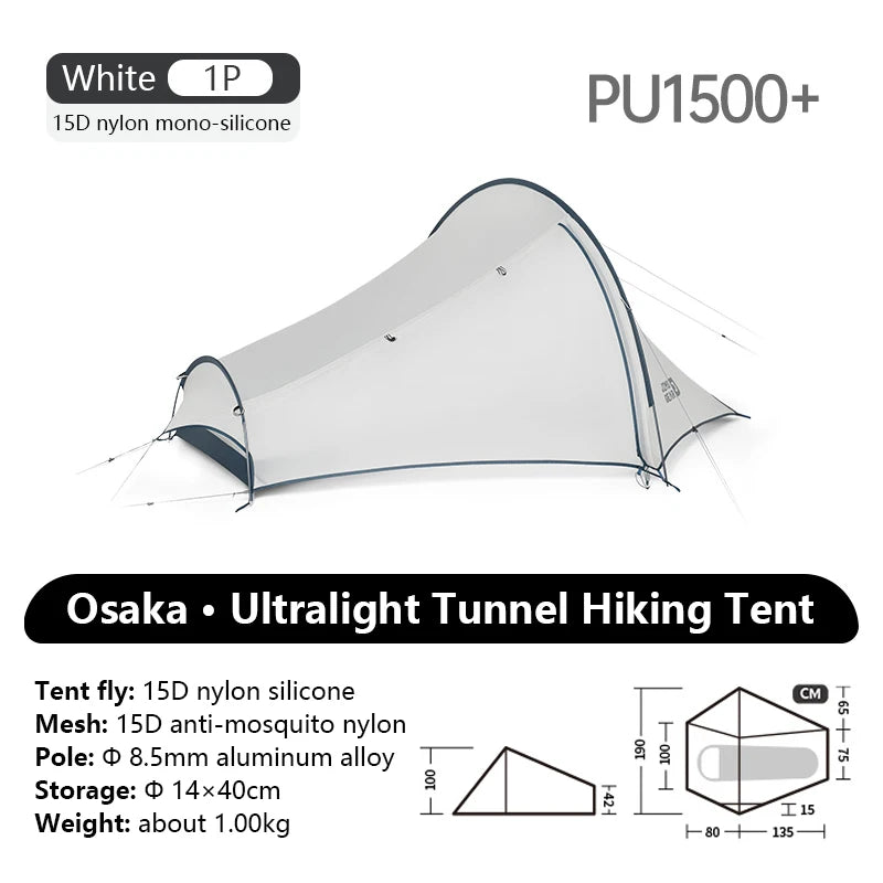 Camping Tunnel Tent | Ultralight 1-2 People 15D Waterproof Sun Shelter