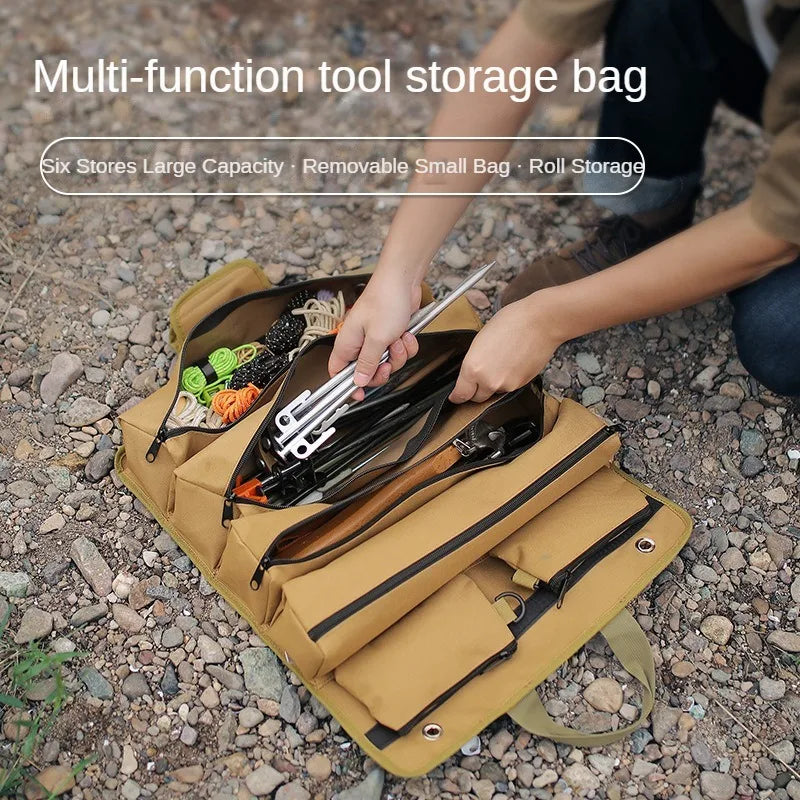 Outdoor Multifunctional Storage Bag | Foldable Hanging Tool & Hardware Carrier