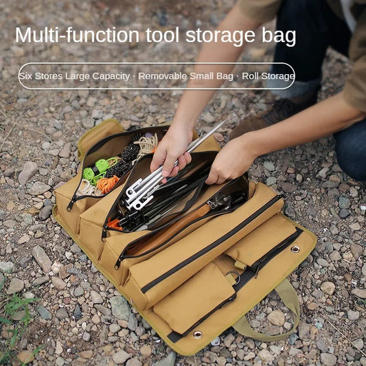 Outdoor Multifunctional Storage Bag | Foldable Hanging Tool & Hardware Carrier