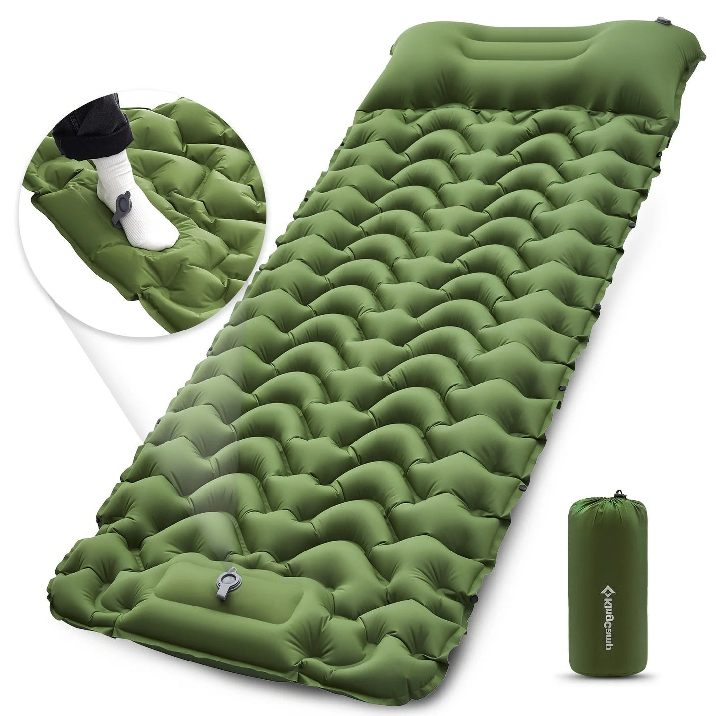 Self-Inflating Sleeping Pad | Ultralight Inflatable Mat with Built-in Foot Pump