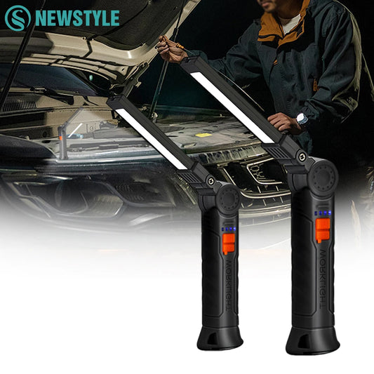 Rechargeable LED Work Light | Folding Flashlight with Magnetic Base & 360° Rotate