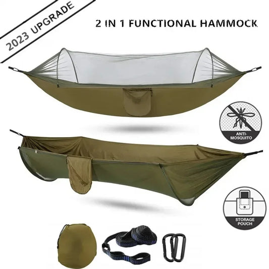 Pop-Up Portable Hammock with Mosquito Net | Lightweight Parachute Hammock