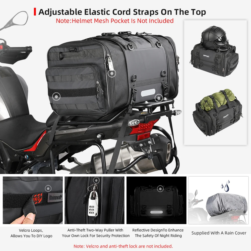 Expandable Waterproof Motorcycle Duffle Bag | 19L-80L Tail/Rack Luggage