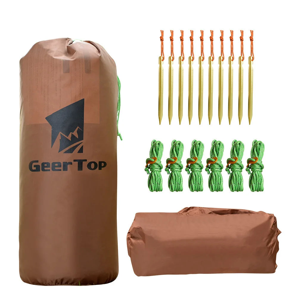 Camping Single Layer Two Person Tent Shelter | 2-in-1 Windproof Light Weight Tent (No Poles)