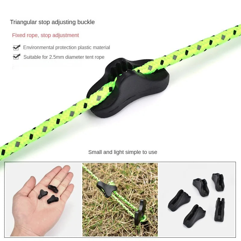 Triangular Paracord Buckles 10 Pieces | Anti-Skid Tent Accessory