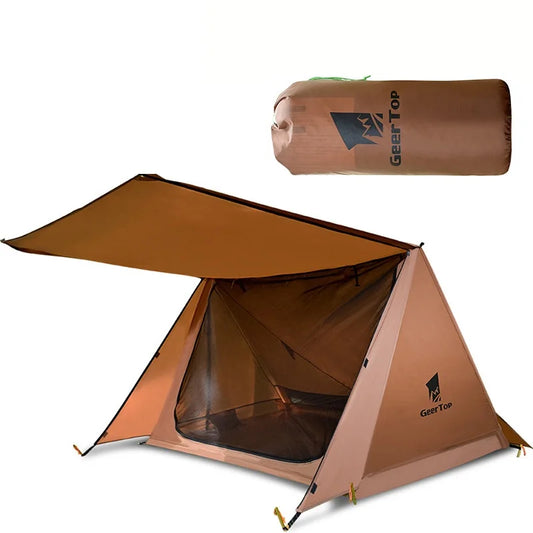 Camping Single Layer Two Person Tent Shelter | 2-in-1 Windproof Light Weight Tent (No Poles)