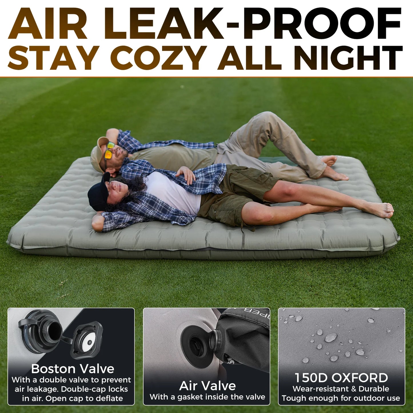 Inflatable Double Camping Mat | Portable Sleeping Bed Compact