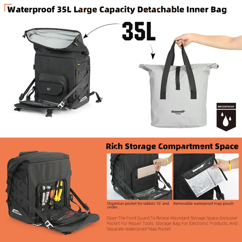 Waterproof 35L Motorcycle Side Bag | Anti-Fall Travel Luggage