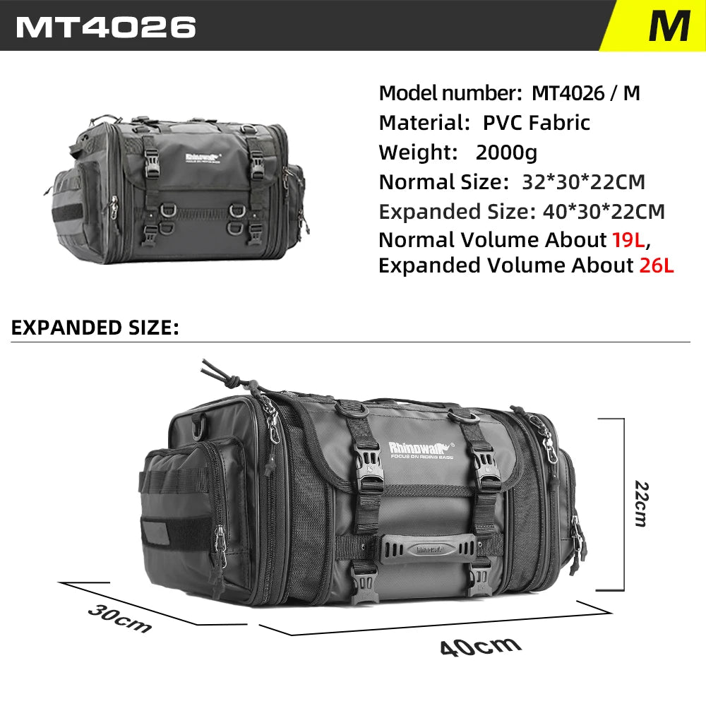 Expandable Waterproof Motorcycle Duffle Bag | 19L-80L Tail/Rack Luggage