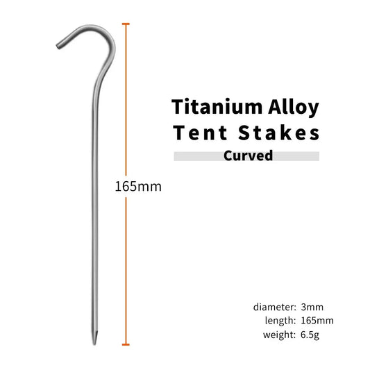 Ultralight Titanium Alloy Tent Pegs | 3.0*165mm Camping Stakes with Hook
