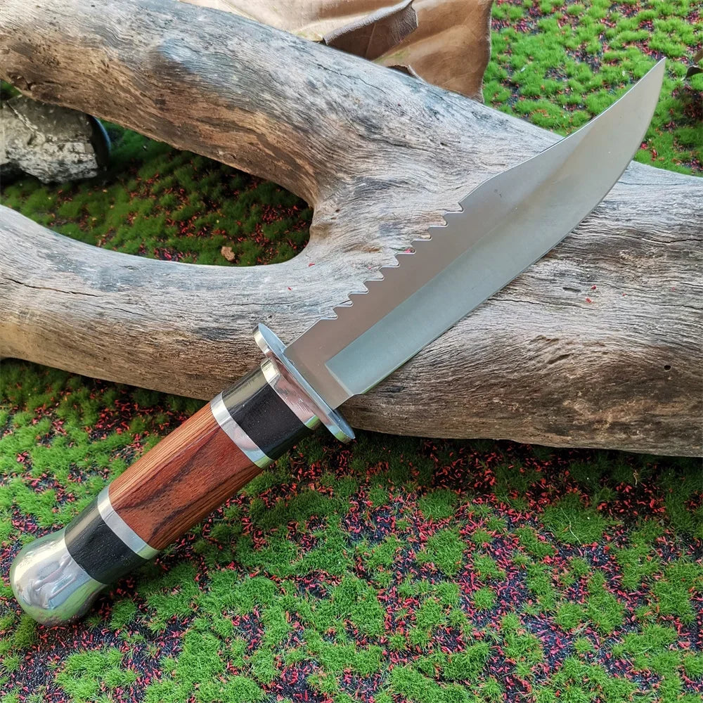 Tactical Fixed Blade Knife | 7Cr13Mov Steel Wood Handle