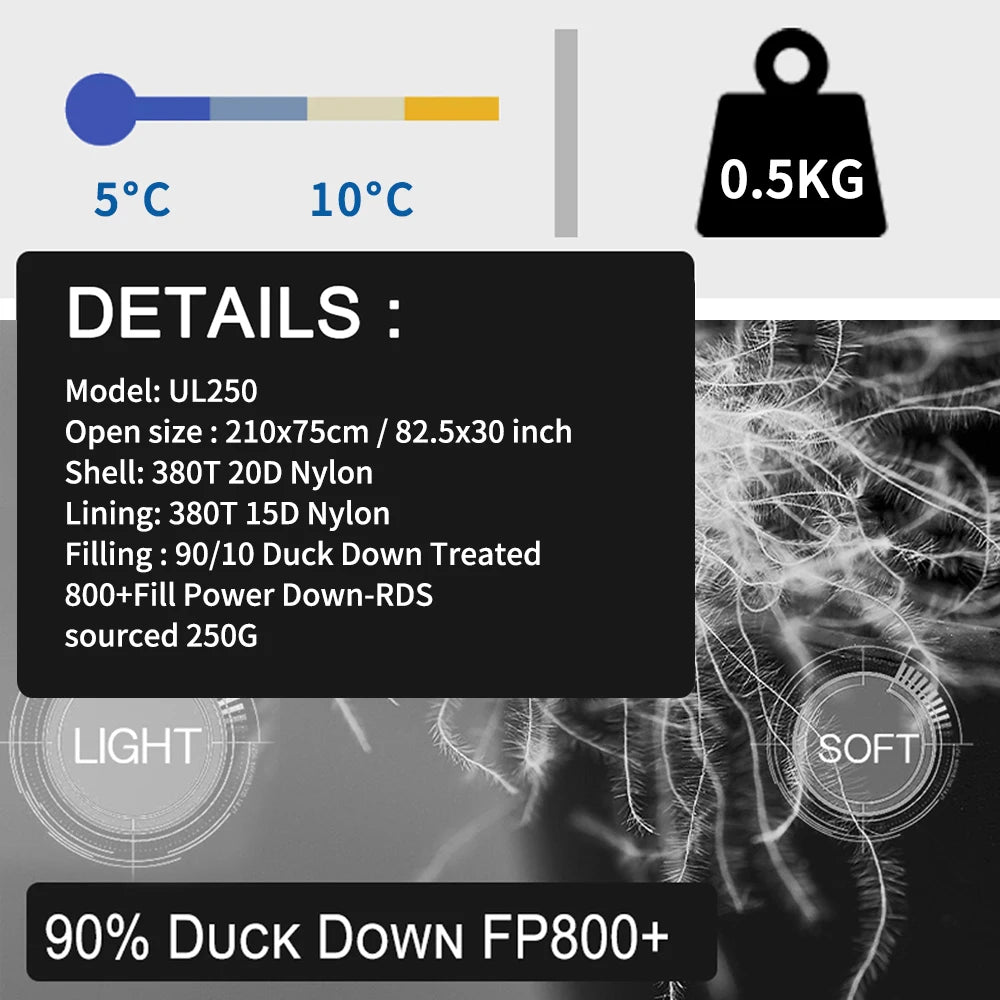 Ultralight Down Sleeping Bag | Camping Outdoor Sleeping Bag UL250