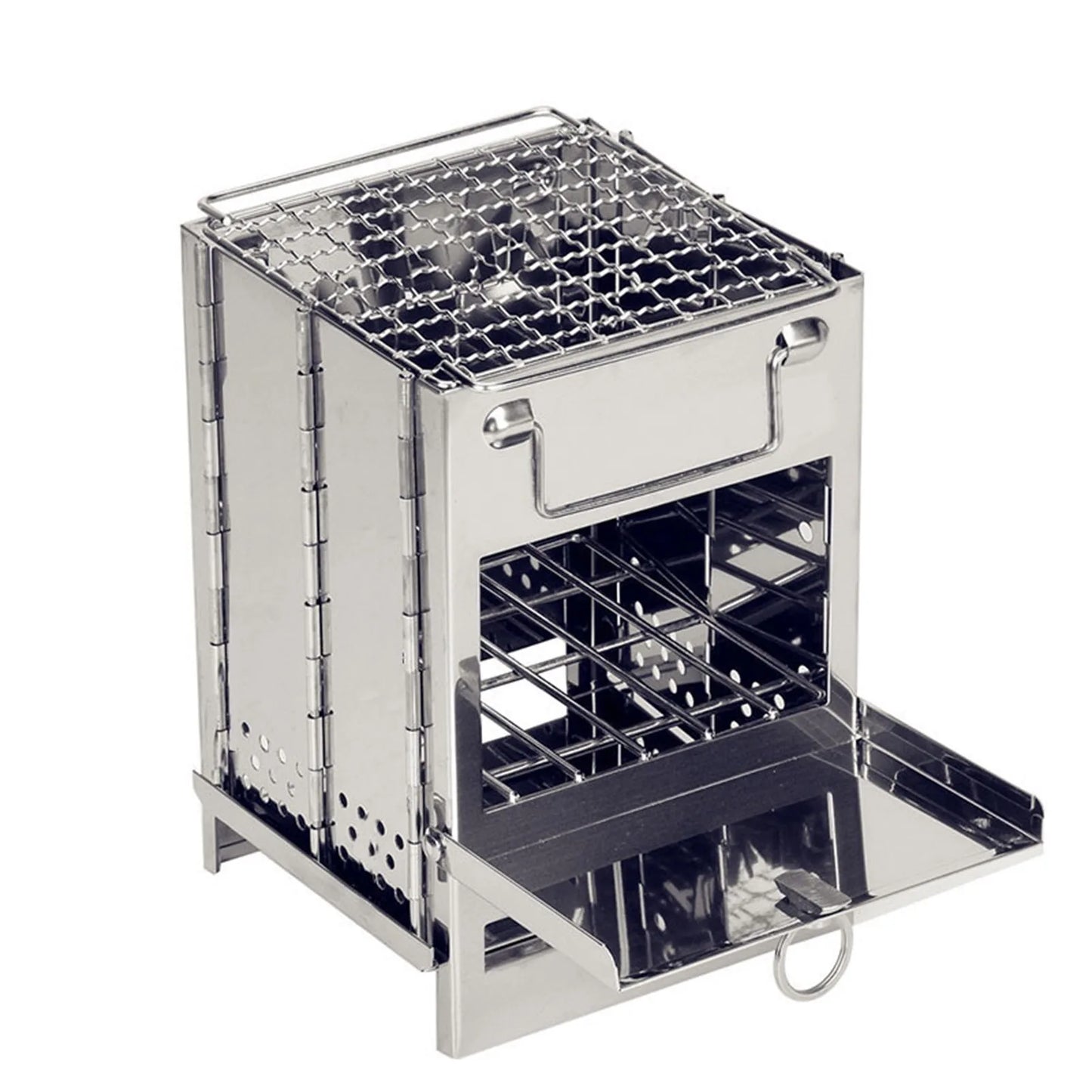 Portable Folding Stainless Steel Wood Stove | Mini Charcoal BBQ Grill