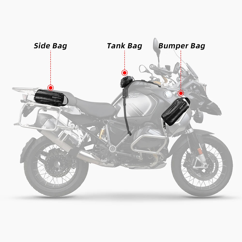 Motorcycle Front Handlebar Bag | 2.4L Motor Tank Bag & Multi-use Saddle Pack
