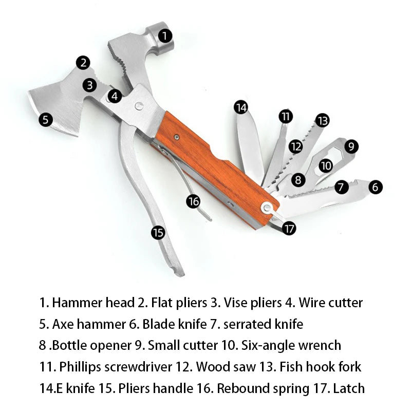 Multifunctional Axe Hammer Multi-Tool | Camping & Life-Saving Tool