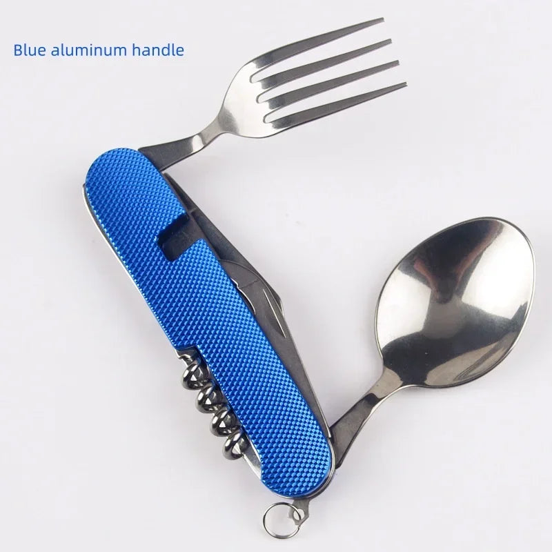 Foldable Camping Utensil Set | Multi-Functional Knife Fork Spoon Combo