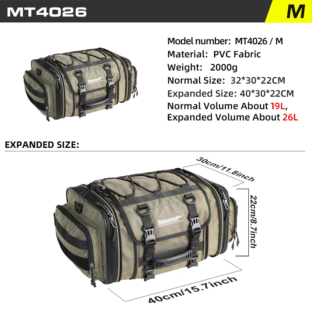 Expandable Waterproof Motorcycle Duffle Bag | 19L-80L Tail/Rack Luggage
