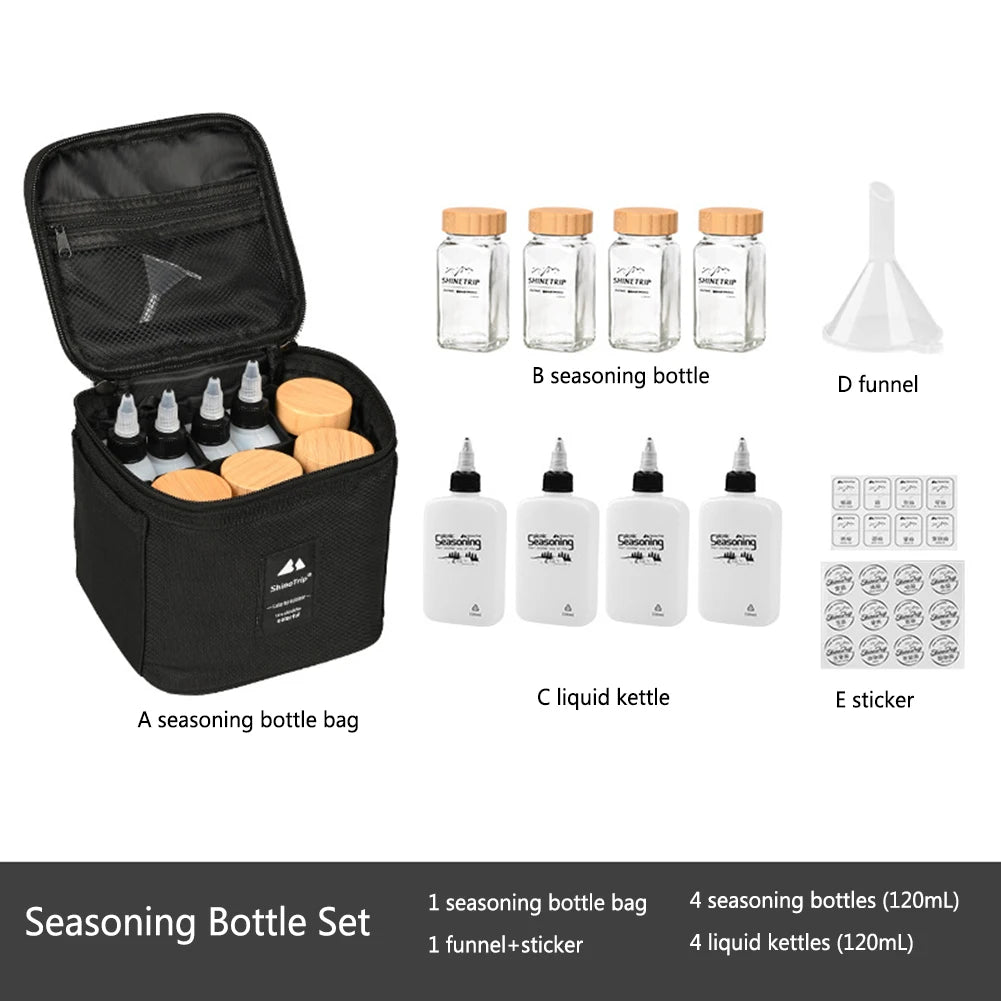 Portable Camping Seasoning Bottle Set | Sealing Oil Bottles & Storage Bag